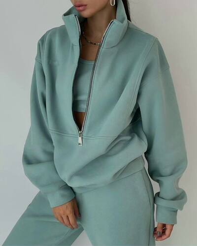 2022ebay春新欧美女新款时尚抓绒运动休闲衣裤两件套装Sport suit