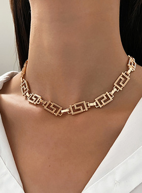 长城纹嘻哈锁骨链Hipocl