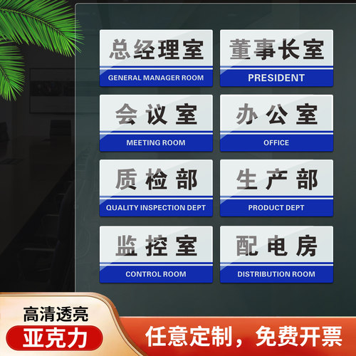研发部亚克力标牌门牌