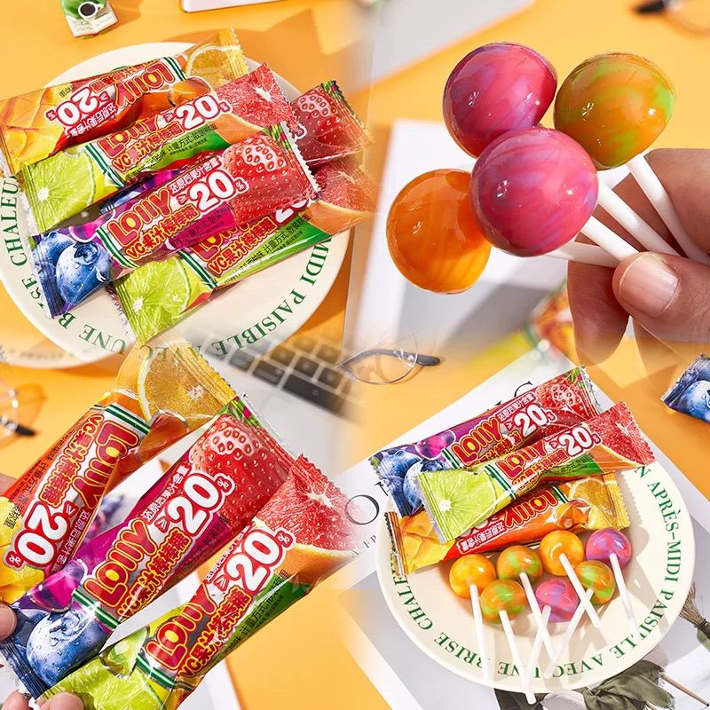 果汁棒棒糖混合双拼水果味休闲零食糖果一包一支