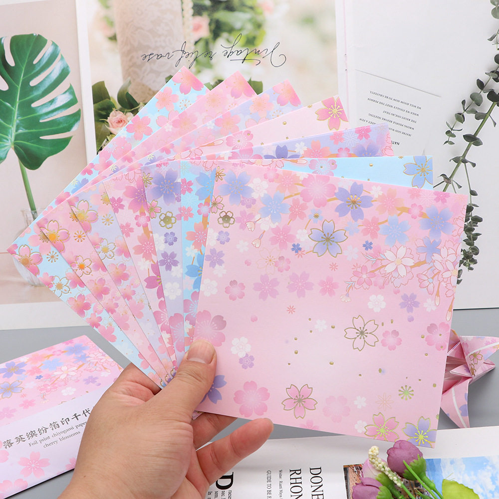 正方形星星折纸纸材料金箔樱花纸彩色儿童手工DIY剪纸千纸鹤叠纸