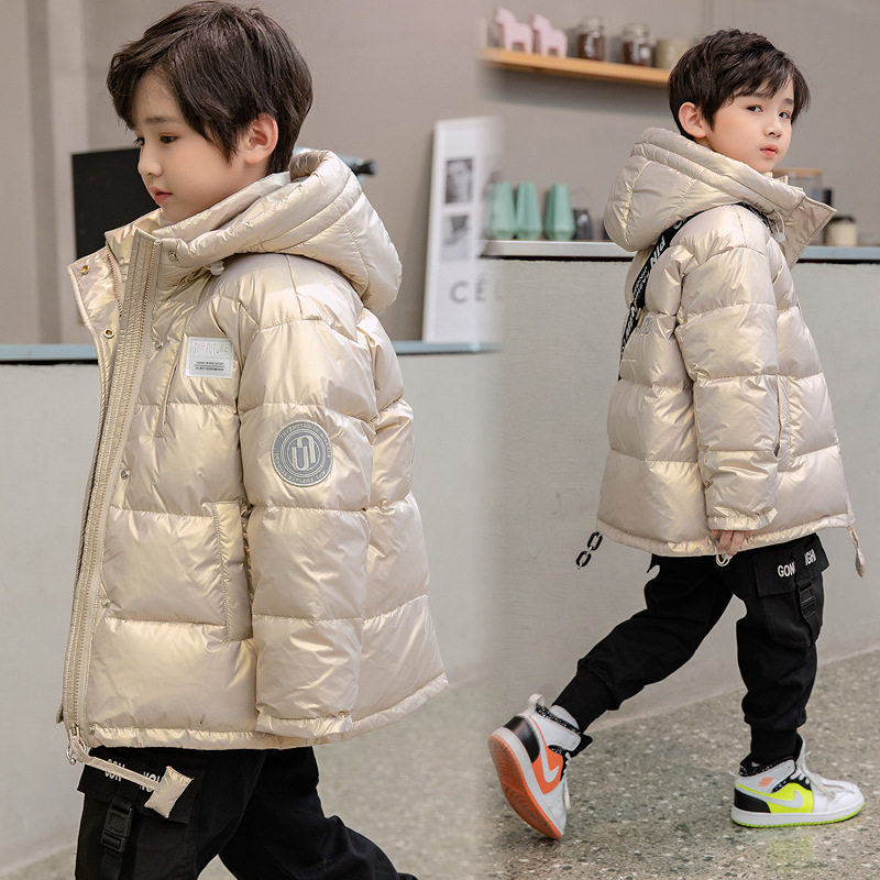 冬季新款男童羽绒服中大童白鸭绒连帽男孩短款休闲洋气免洗外套潮