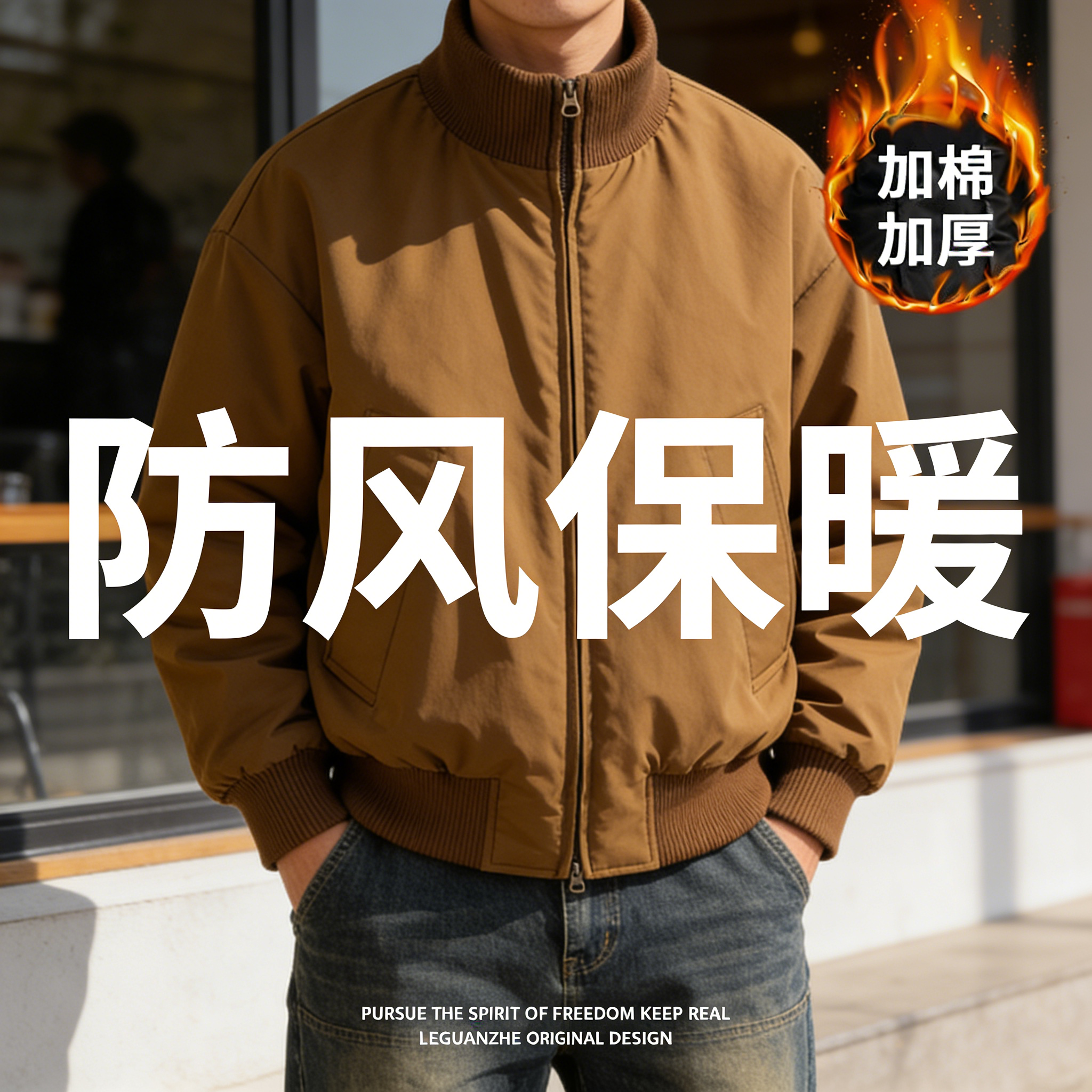 美式复古飞行员夹克棉服男高级感痞帅短款棉衣加厚外套潮,男装,棉衣,淘宝优惠券,粉丝福利购,淘宝优惠卷