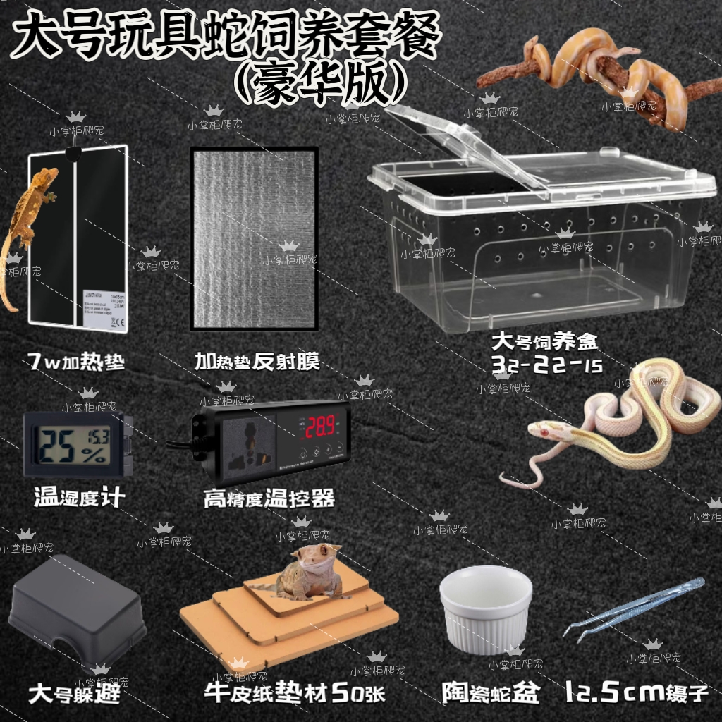 爬宠饲养套餐玩具蛇守宫饲养套餐角蛙睫角蜗牛防越狱带加热垫专用