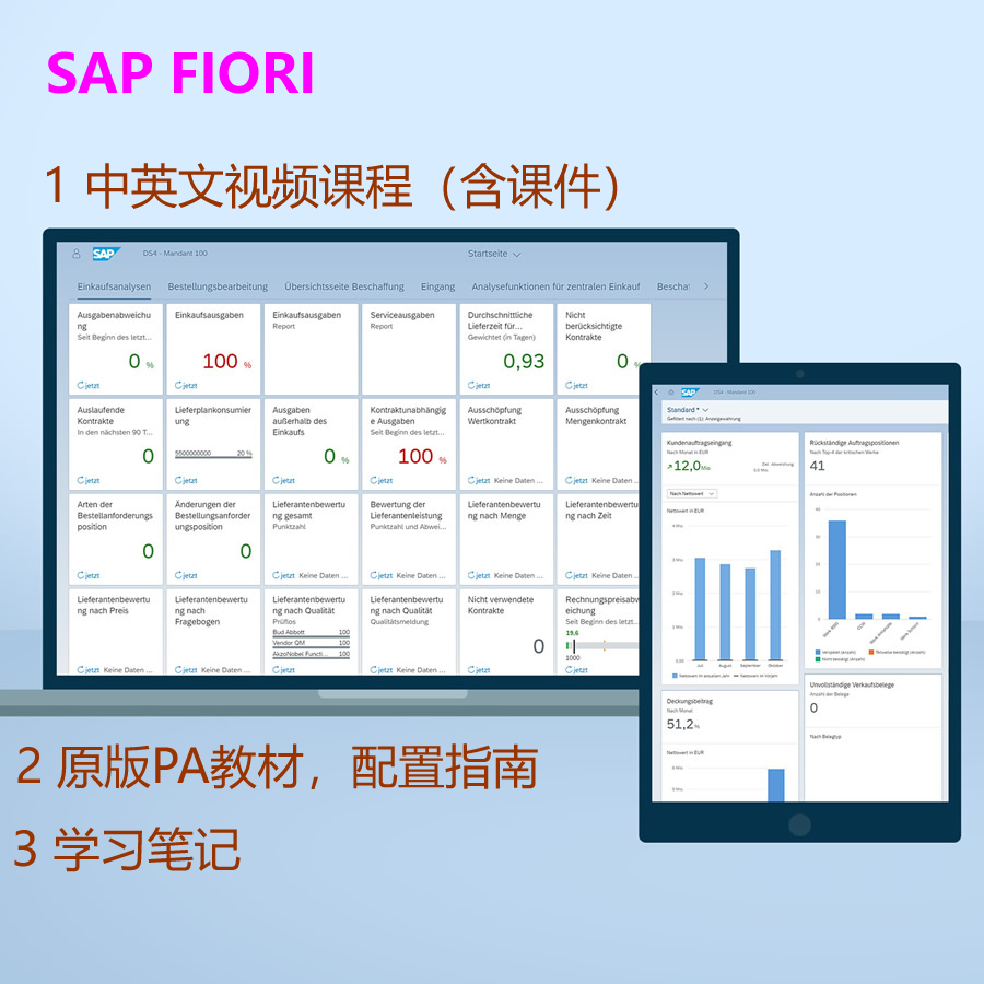 SAP Fiori学习资料 中英文视频课程 PA PDF 配置 笔记 UI开发