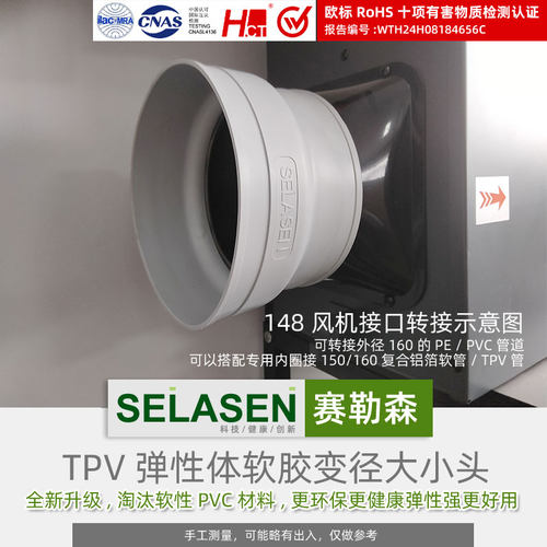 环保TPV新风软接头管道风机变径