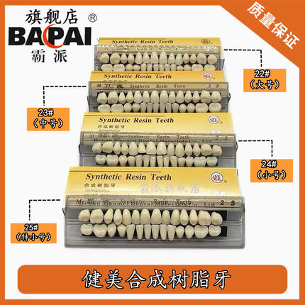 合成树脂牙健美纳米复色树脂假牙10口/盒多色可选牙科全口义齿