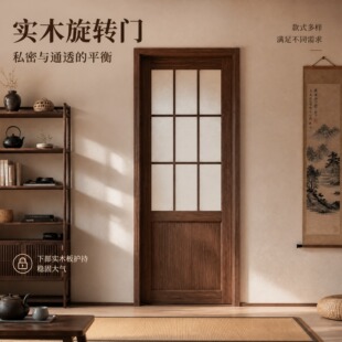 定制酒店卧室折叠格子门天地中轴门实木中轴门360度悬浮旋转门