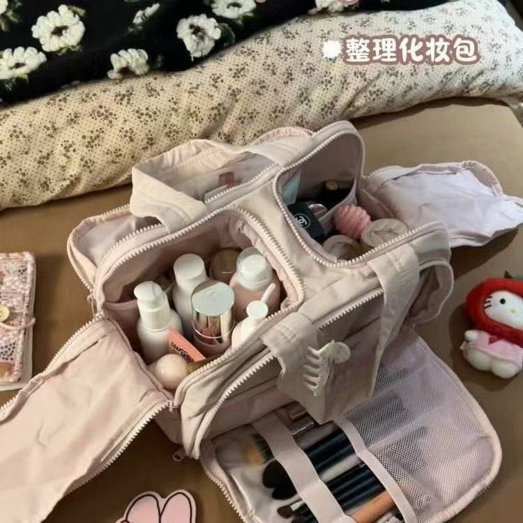 双宽开口大容量！蓬松化妆包女2025新款高端旅行便携式洗漱收纳包
