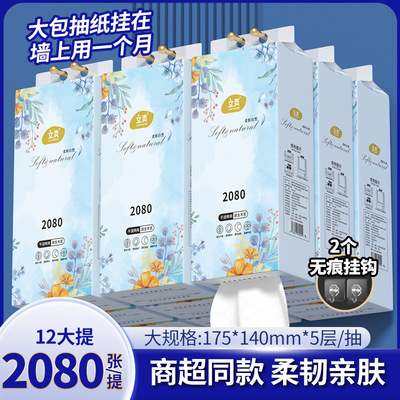 2080 12大提悬挂式纸巾餐巾纸家用实惠装挂式抽纸整箱抽纸