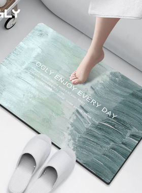 OGLY浴室地垫硅藻泥软垫油墨画脚垫子卫生间厕所门口防滑吸水地垫