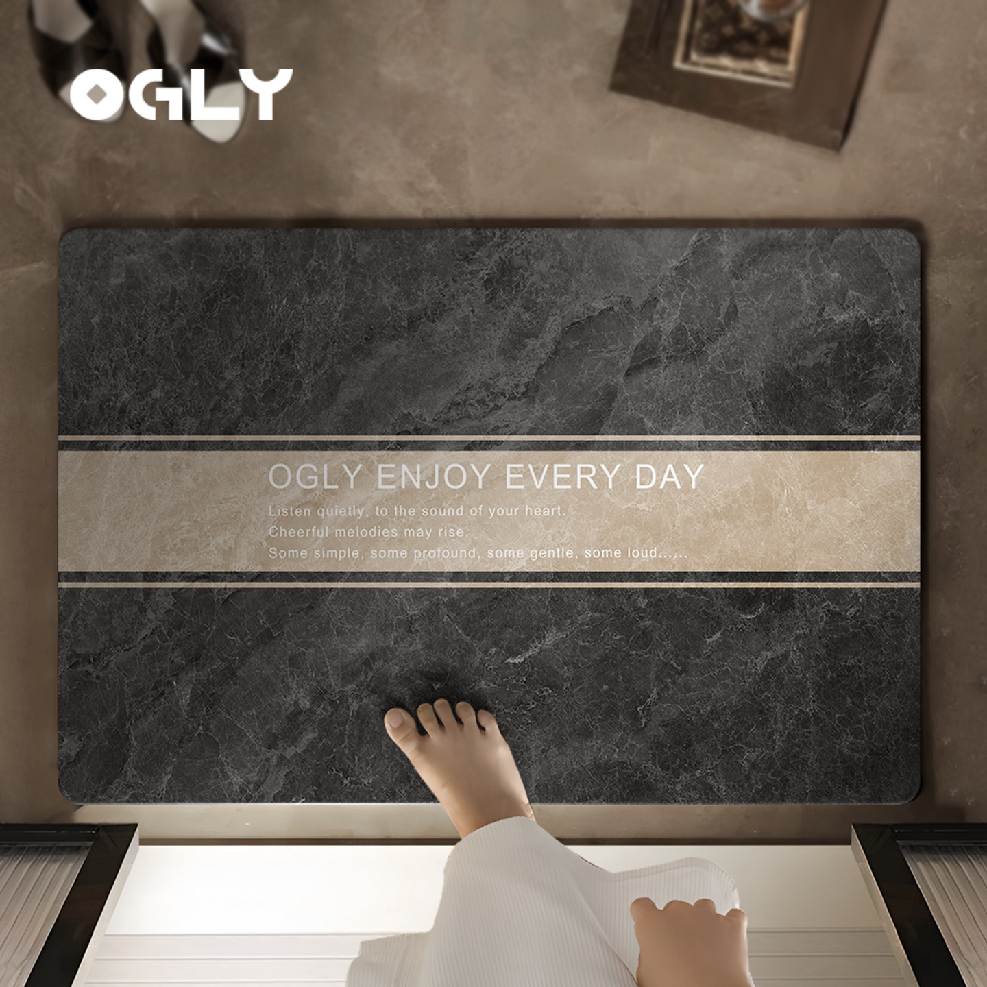 OGLY硅藻泥浴室地垫家用脚垫入户门垫耐脏防滑吸水门口地垫亚麻风,居家布艺,家用脚垫,淘宝优惠券,粉丝福利购,淘宝优惠卷