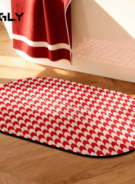 OGLY新年新作千鸟格浴室地垫家用防滑脚垫吸水耐脏轻奢经典卫浴垫