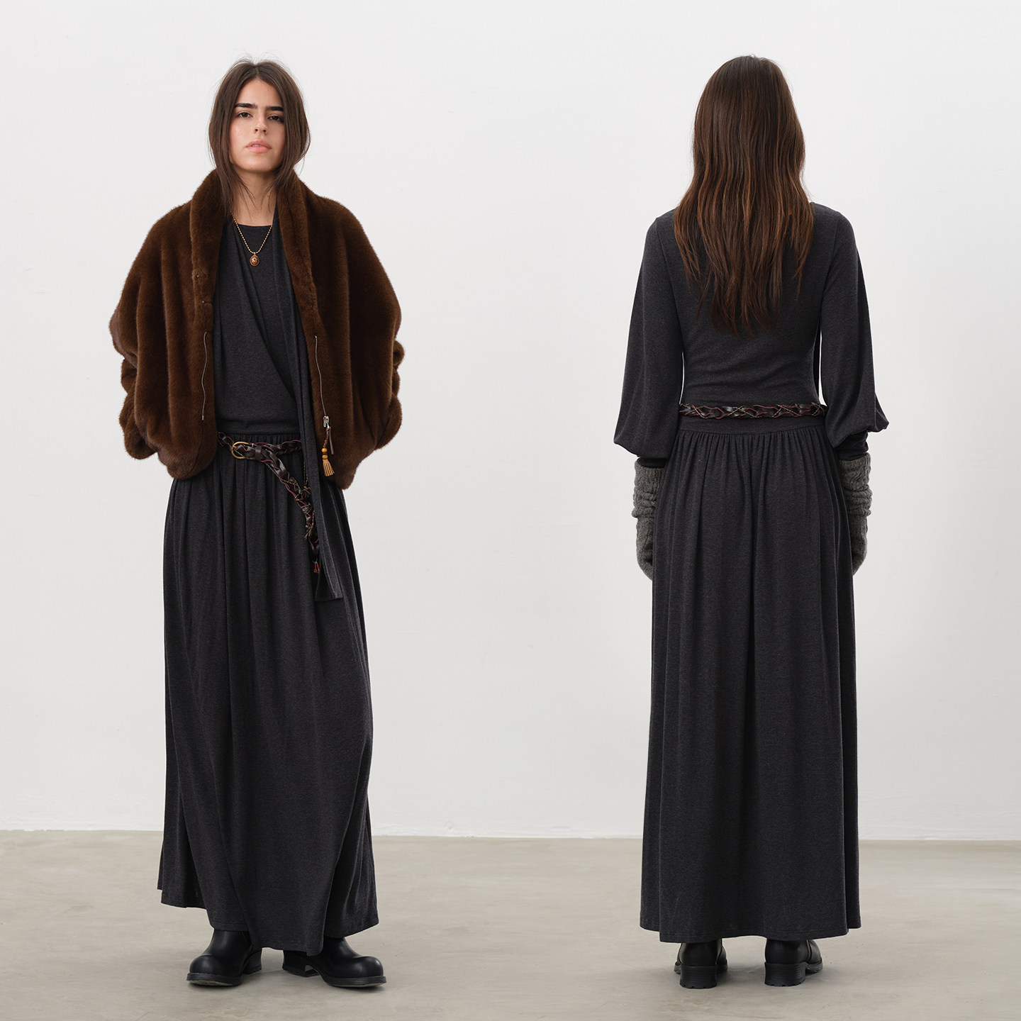 Howwell SCARF COLLAR KNIT DRESS 围巾领修身针织连衣裙