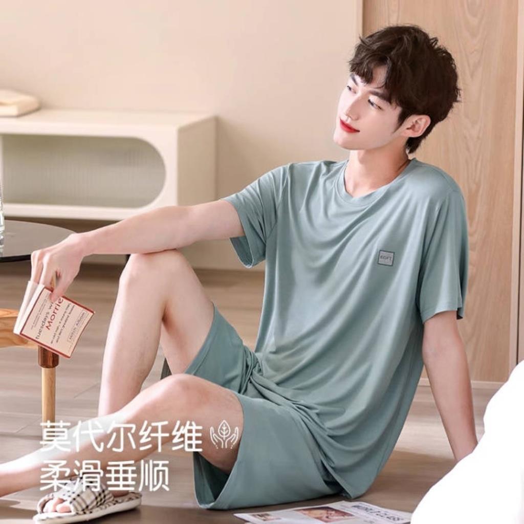 高端品牌睡衣男款夏季款夏天莫代尔短袖短裤凉感超柔软家居服套装