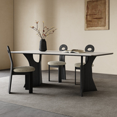 白色哑光岩板长方形餐桌家用大气覆古实木饭桌餐桌极简高级感