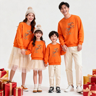 创意不一样的亲子装电商货源2026新款骏马图案印花卫衣长袖潮