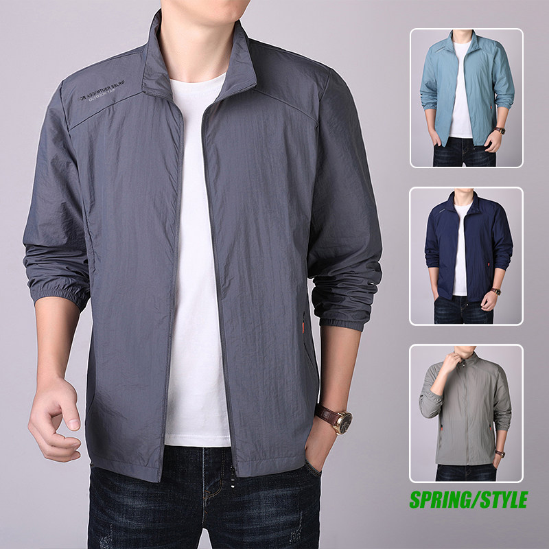 夏季超薄速干防晒衣男士宽松透气外套休闲立领夹克远动速干皮肤衣