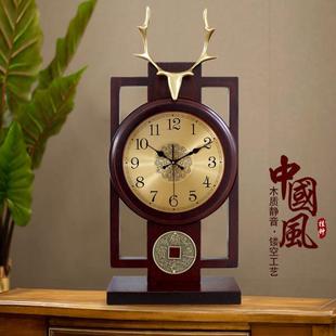 实木座钟落地钟座钟客厅钟表复古时钟家用摆件中堂摆件钟表 新中式