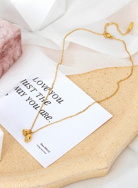 2021年新款爆款时尚简约钛钢锁骨链女不掉色镀18k金莲蓬项链