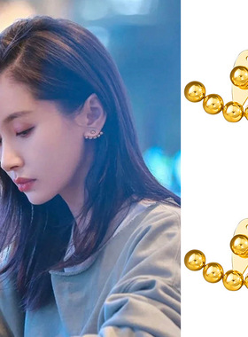 2021年夏新款小众设计王子文同款耳钉轻奢钛钢扇形怦然心动耳饰女