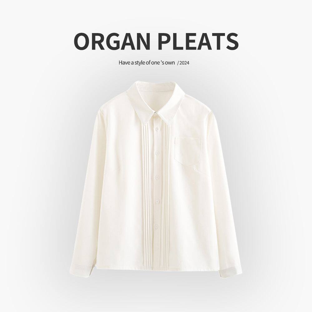 正版jk衬衫风琴褶白衬衫基础款不透明学院风长短袖jk上衣