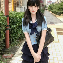 布丁熊原创JK制服水手服套装日系蛋糕裙学院风显瘦短袖夏季两件套