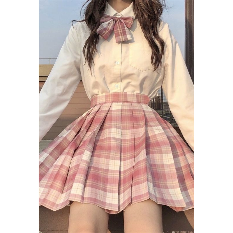 正版JK制服套装全套现货学院风百褶裙长袖衬衫秋冬日系学生jk格裙
