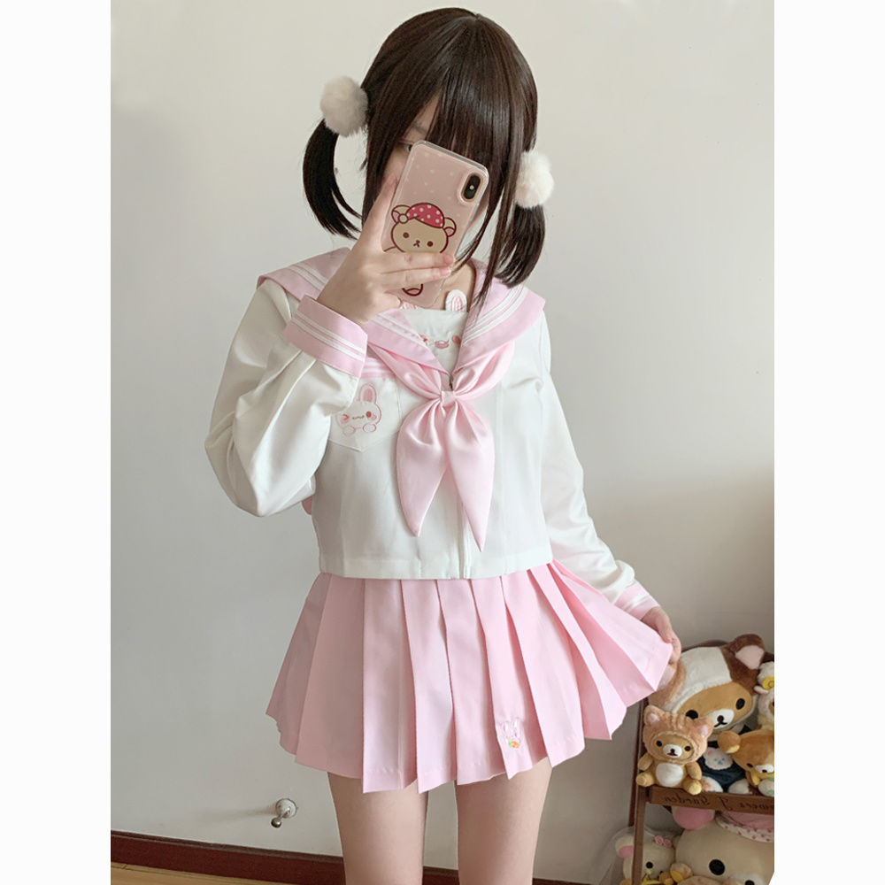 甜嗑原创正版欧咪兔萌款幼稚园jk制服学院风甜美水手服长袖套装女