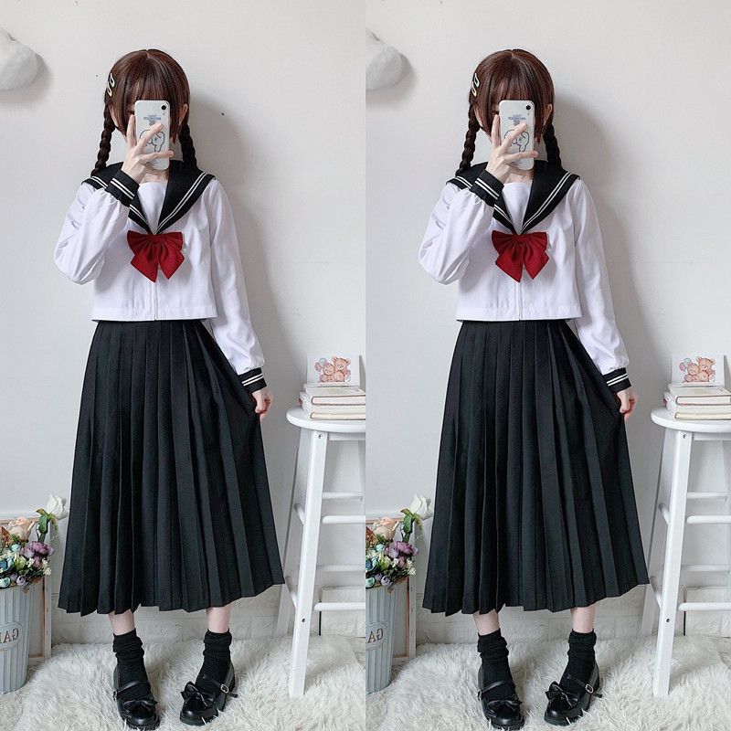 正统日系基础款jk制服裙 学院风班校服套装白色二本水手服裙套装