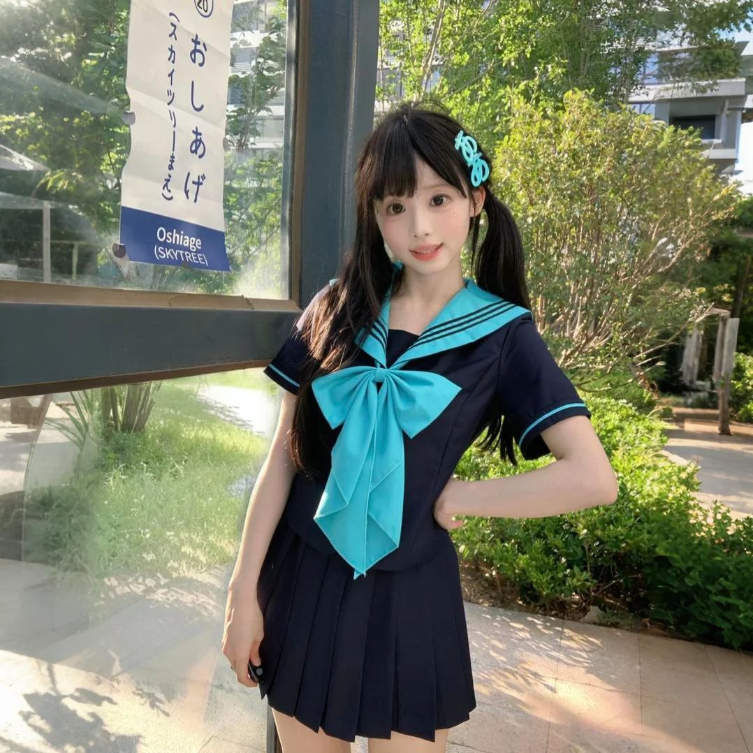 【原创正版】新品青三本初音色JK水手服短袖制服日系学院风夏套装