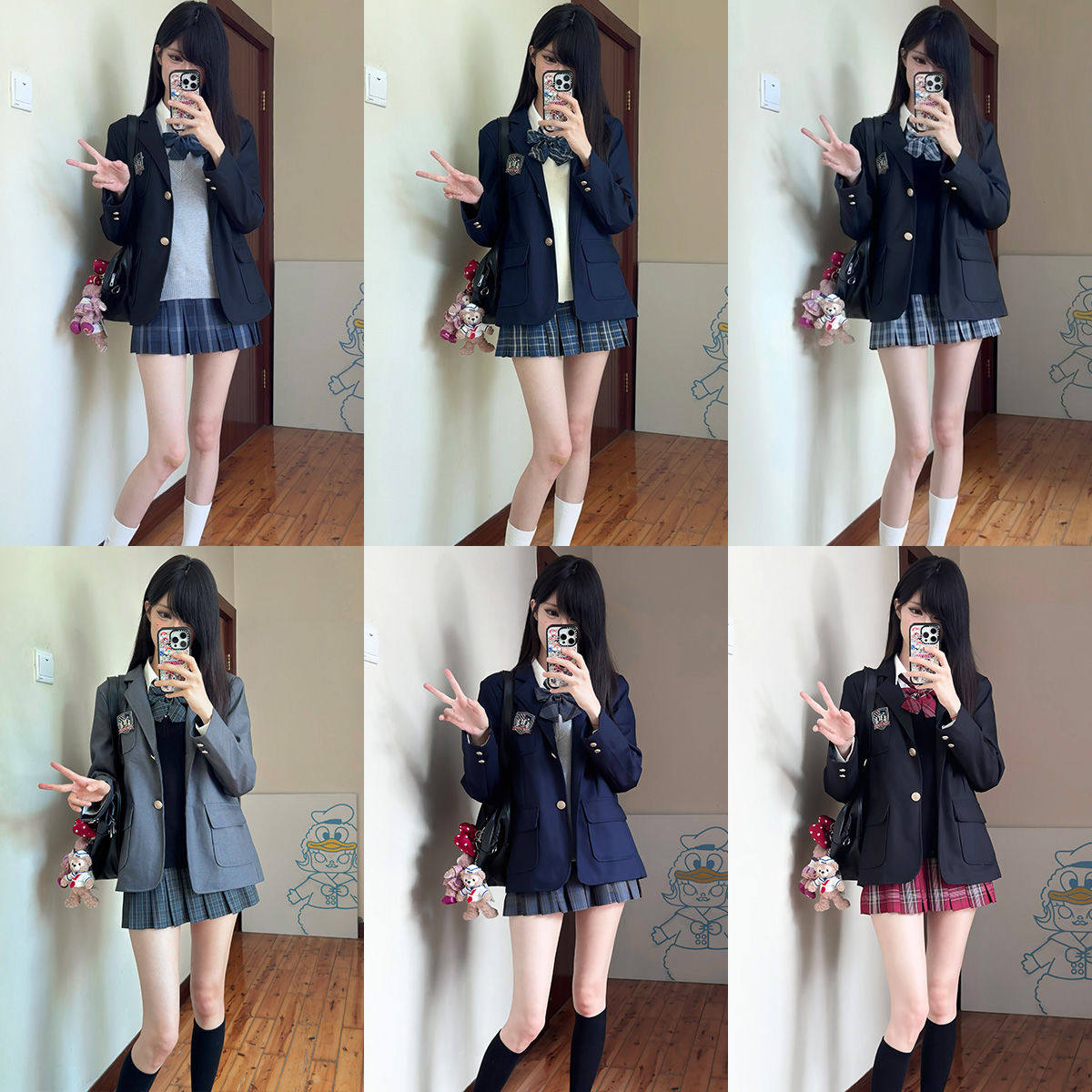 屿津高/学院风原创jk西服背心马甲毛衣西装秋冬jk制服格裙套装女