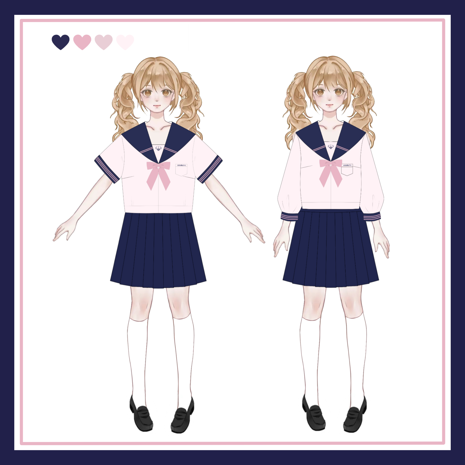 【邦黛芬】原创樱岚中jk制服学院风绀粉校供水手服正统夏秋套装女