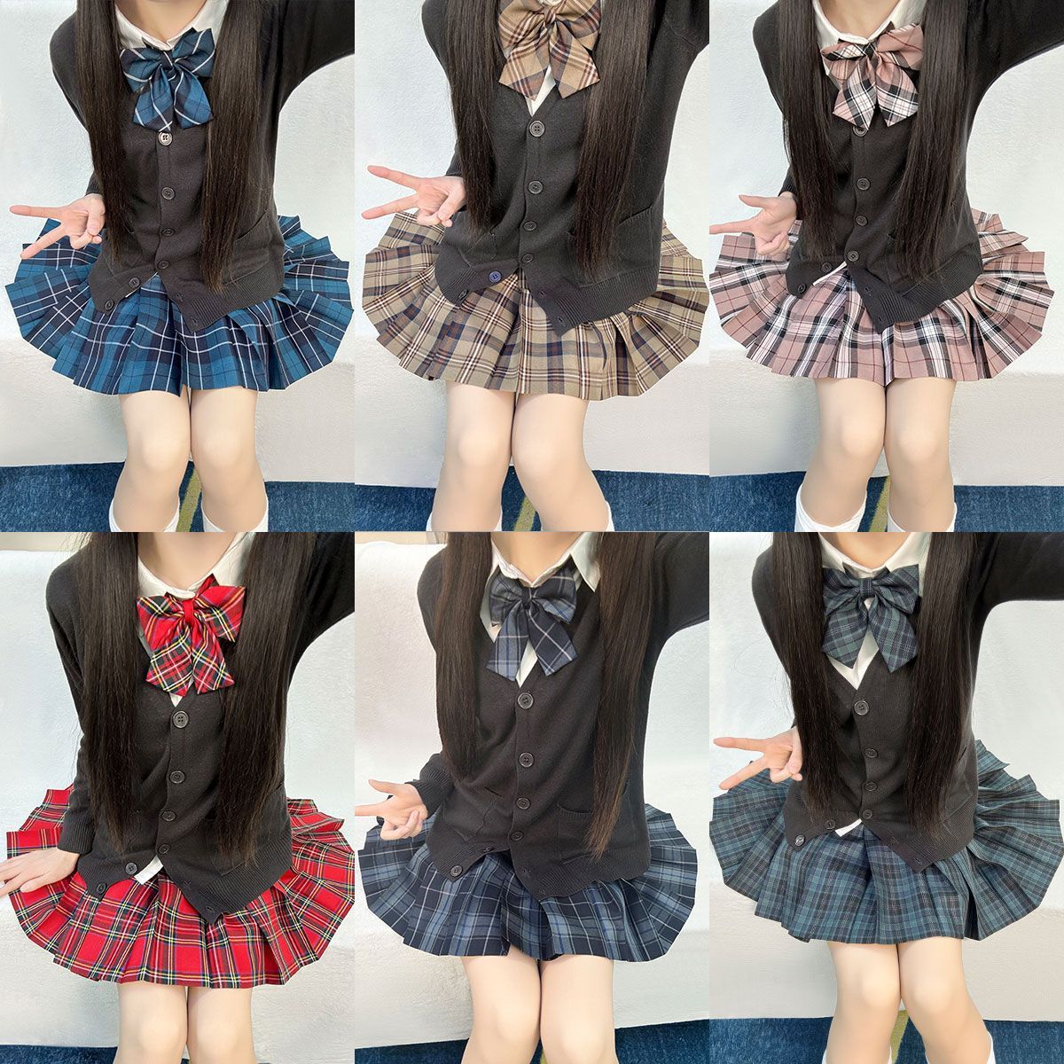 萌萌纪jk原创长袖毛衣开衫格裙子正版jk制服秋冬套装叠穿学院风女