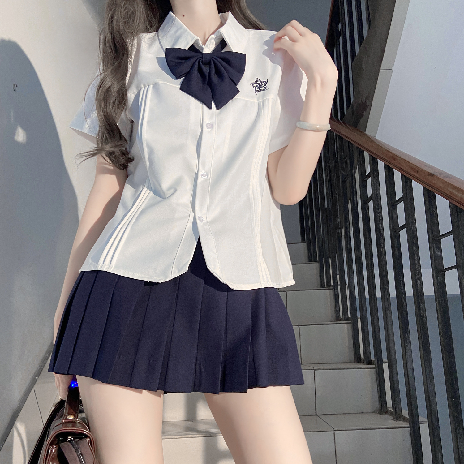 空栗鼠丸【樱花】原创jk刺绣衬衫基础款泰式白衬衫jk制服裙子套装