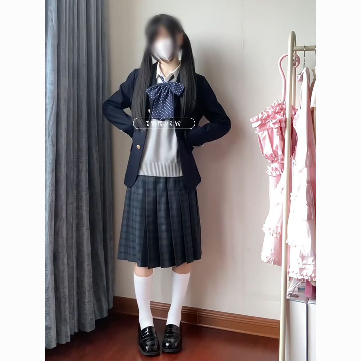 原创正版JK制服秋冬套装格裙长袖毛衣套头学院针织衫风校软妹上衣