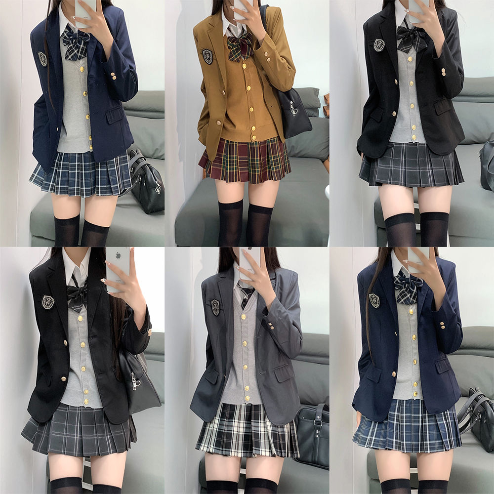 织野鹿jk制服西装四件套装正版原创春秋学院风纯色西服背心大全套