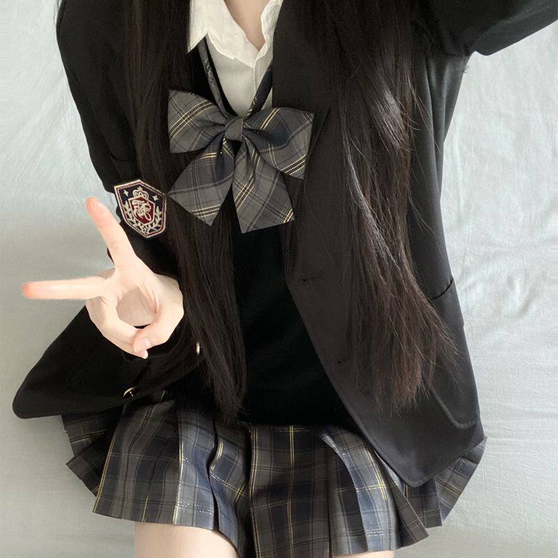 喵太jk制服西装套装套头毛衣秋冬穿搭女衬衫校供长袖宽松校供叠穿