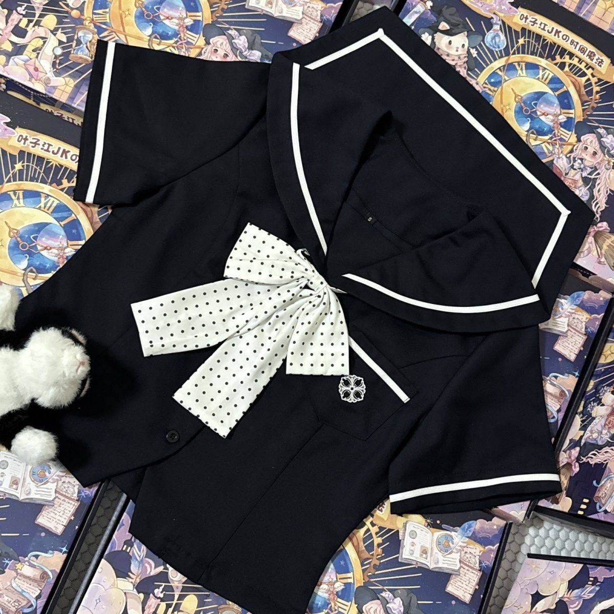 叶子江jk制服奈良一中春秋夏款藏青色校供收腰短裙JK裙绀色可爱