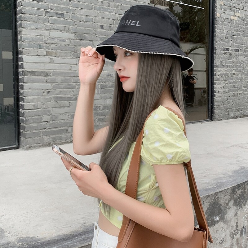 新款可拆分假发帽长直发魔术贴假发片欧美外贸女帽子假发厂家现货