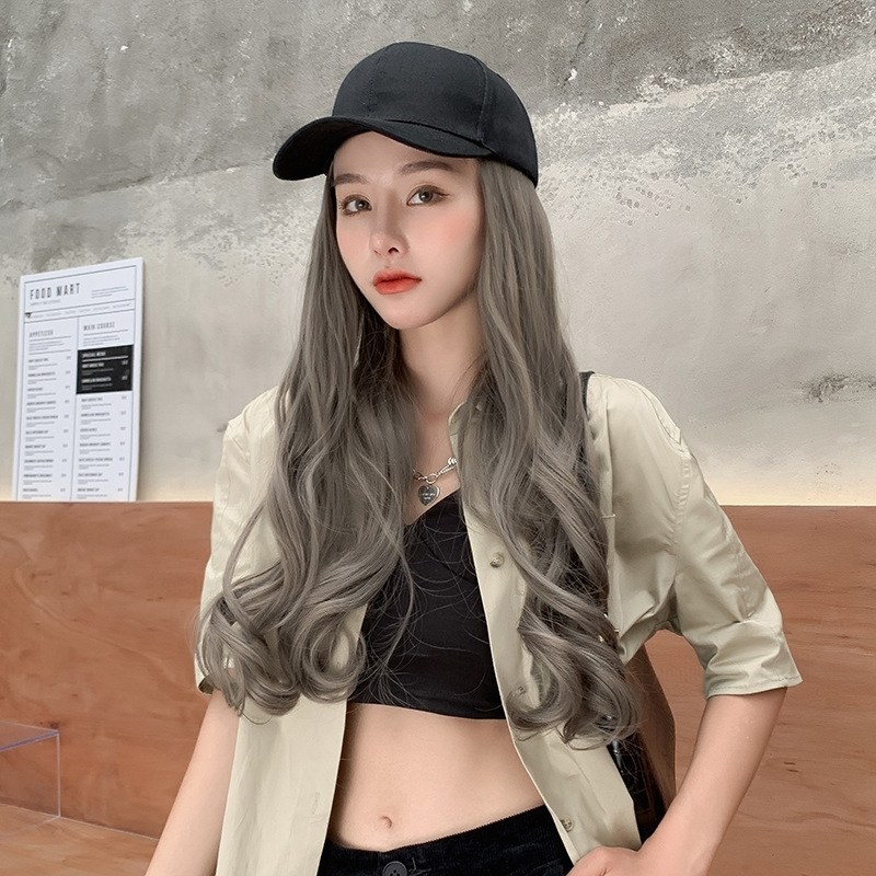 可拆卸长卷发假发帽大波浪八角帽