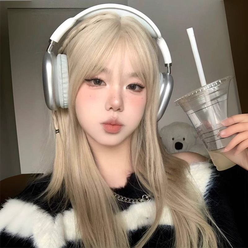 自然白金色长发假发女全头套仿真