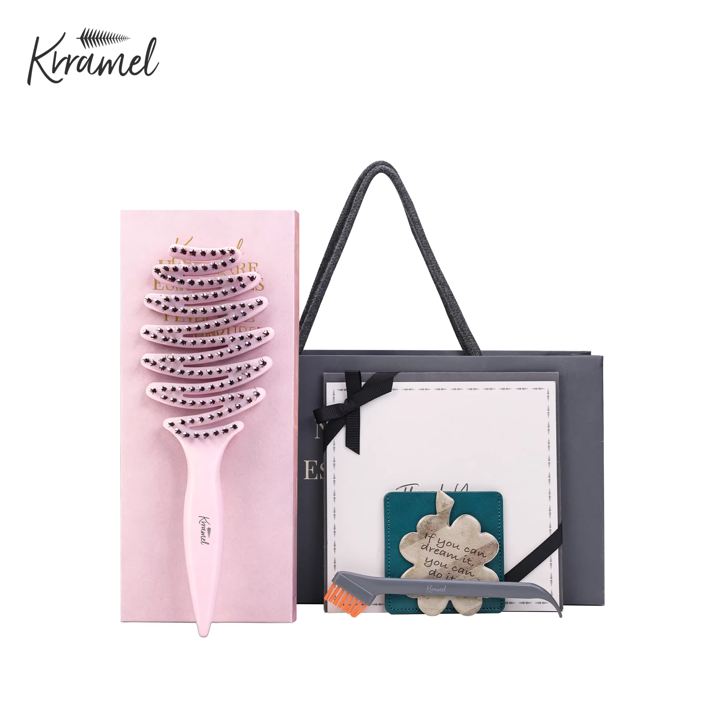 KRRAMEL【520礼物】猪鬃毛梳子礼盒送女友送老婆生日礼物按摩头皮