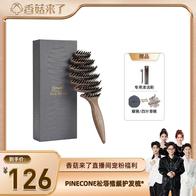 KRRAMEL松塔猪鬃护发按摩气垫梳图片