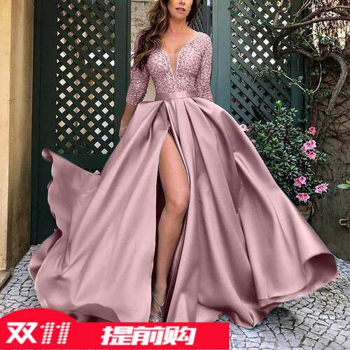 New women's hot gold sexy evening dress性感大摆晚礼服连