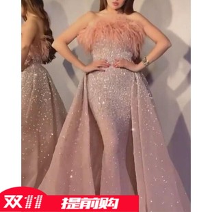 sexy evening sequined wrap dress抹胸包臀晚礼服 buttock 2021