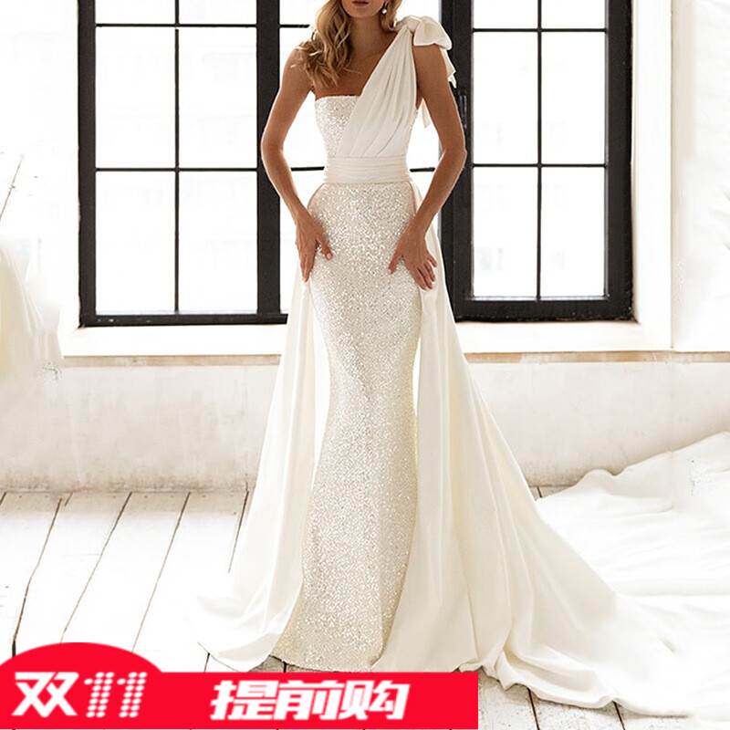 2021 new white strapless dress party night dress聚会晚礼服女