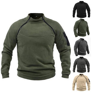 Men's pullover sweatshirt 欧美男士休闲立领抓绒战术卫衣套头衫