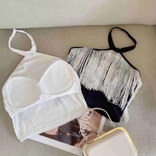 2024 Tassel Top Slim Fit Hanging Neck Inner Strap Tank Top