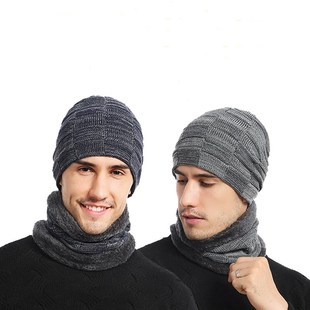 Men's winter warm knit hat neckerchief 冬帽围脖防寒套装